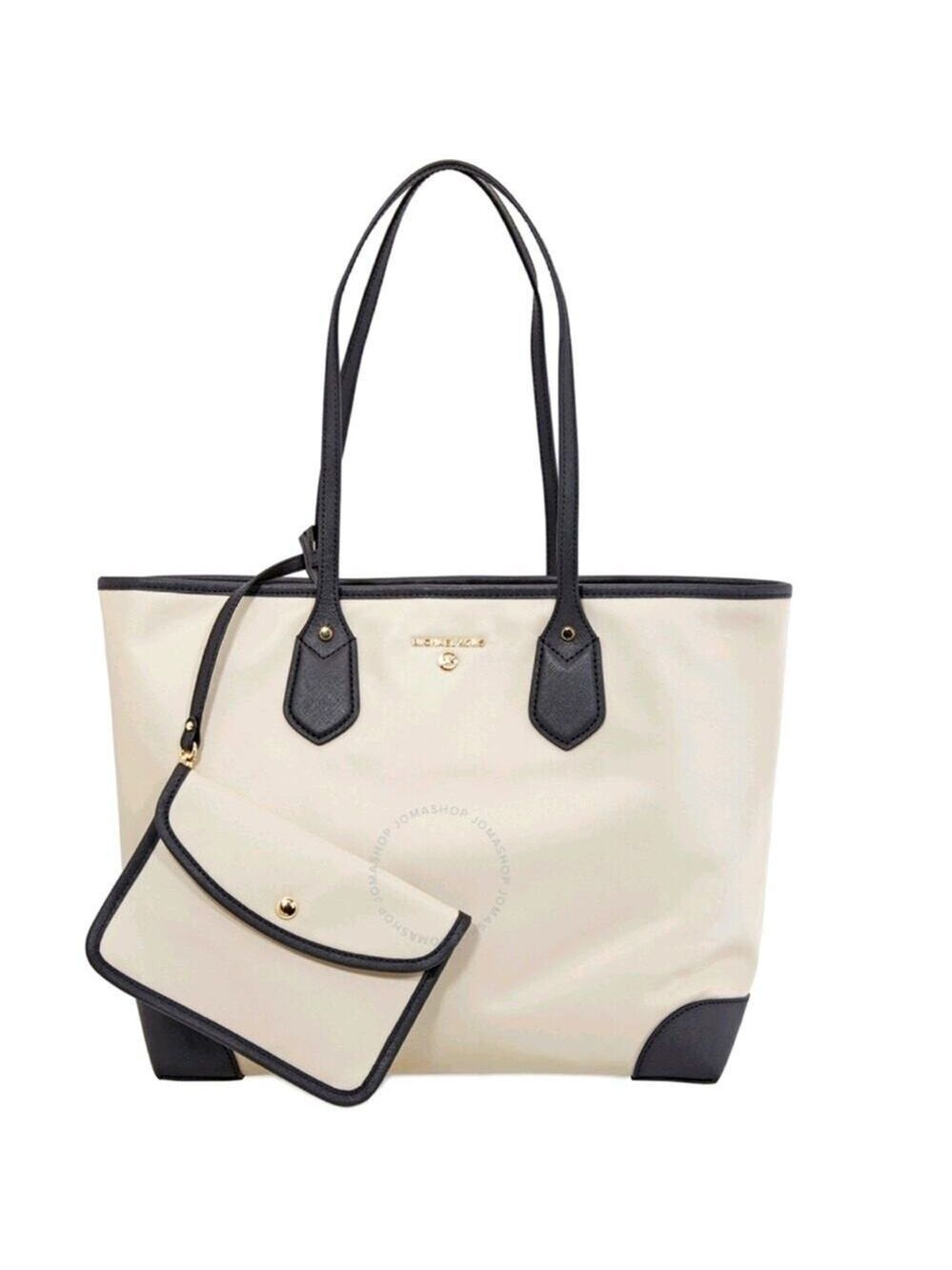 Michael Kors Large Eva Tote Bag Nylon Light Sand Black - Picture 2 of 6